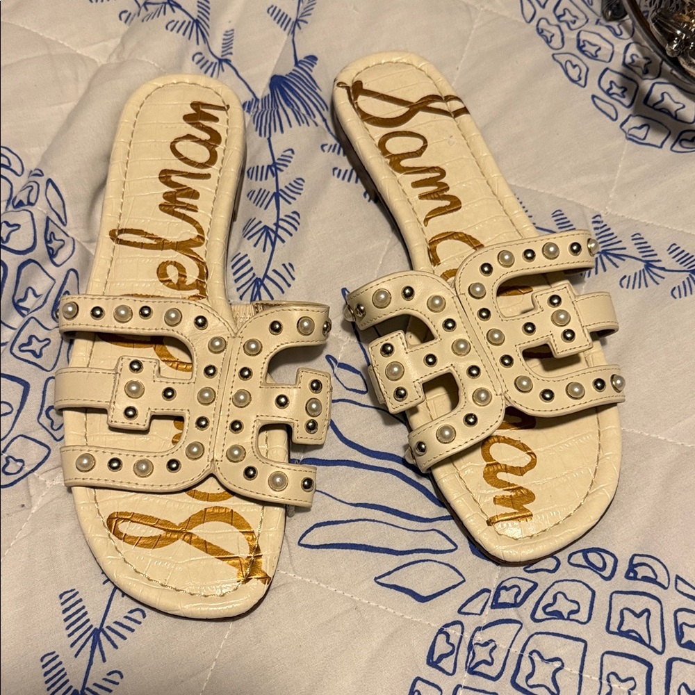 Sam Edelman Ivory Bay Pearl Stud Embellished Sandals